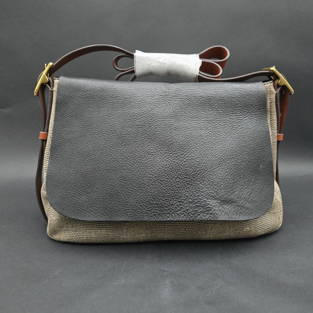 Fossil Multicolor Leather Flap Messenger Saddle Crossbody Shoulder Bag